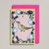 Embroidered bird wreath card