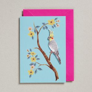 Embroidered Bird cuckatoo card