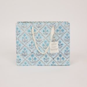 Blue opal lattice large block printed gift bag