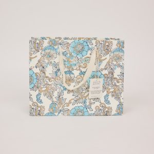 Blue opal wild rose large block printed gift bag