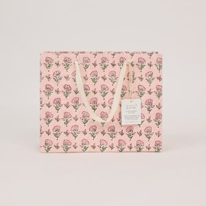 Blush dainty flowers large block printed gift bag