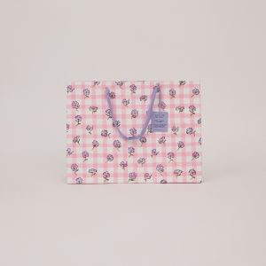 Violet meringue gingham large block printed gift bag