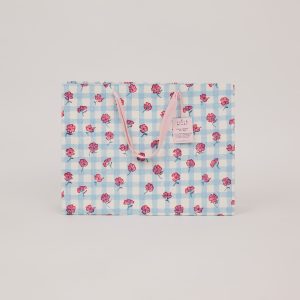 Pink sorbet gingham large block printed gift bag