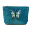 Blue butterfly medium beaded pouch