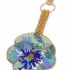 Blue pansy beaded keyring