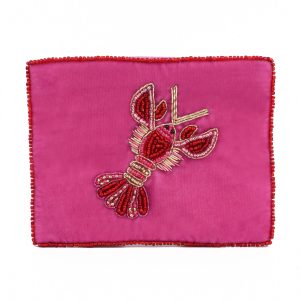 Lobster love small beaded pouch