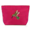 Pink hummingbird large beaded pouch