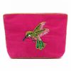 Pink hummingbird medium beaded pouch