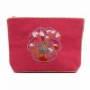 Pink pansy medium beaded pouch