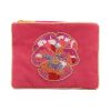 Pink pansy small beaded pouch