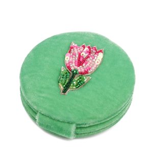 Pink tulip compact mirror