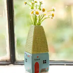 Cottage loved blue and green bud vase