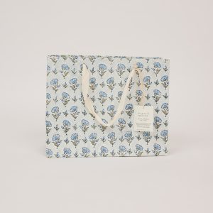Blue dainty flowers medium block printed gift bag