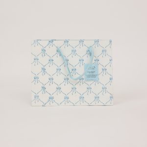 Alaska blue bows block printed medium gift bag