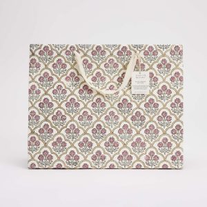 Pink Earth trellis large block printed giftbag