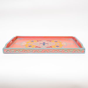 Handpainted wood tray  -Pink A
