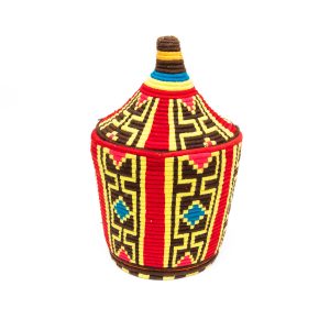 Large Moroccan basket - Black red and yellow