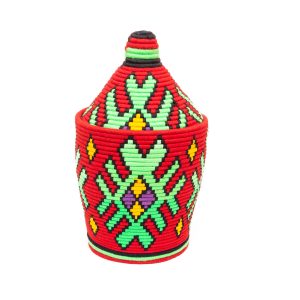 Large Moroccan basket - Red bright green