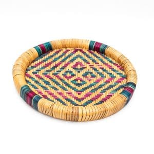 Round woven basket tray