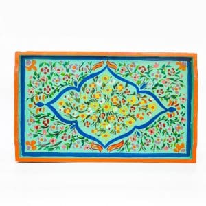 Handpainted wood tray  -Green