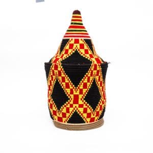 Large Moroccan basket - Black red yellow