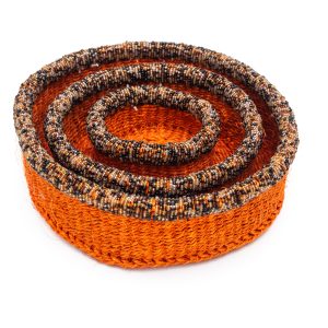 Set of 3 beaded baskets- Sunburn