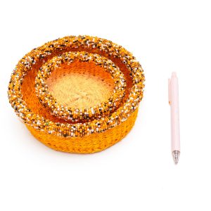 Set of 2 beaded baskets- Orange