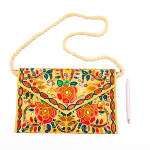 Large Indian clutch- yellow rose