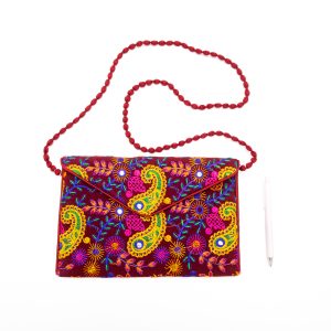 Large Indian clutch- crimson paisley