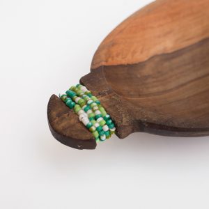 Wood bowl with beads