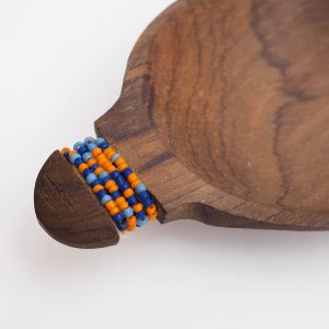 Wood bowl with beads