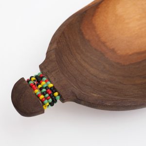 Wood bowl with beads