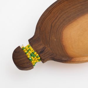 Wood bowl with beads