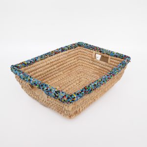 Large rectangle bead basket- Light blue