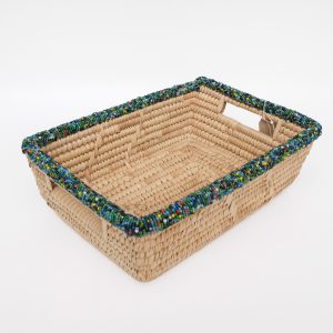 Large rectangle bead basket- Dark blue
