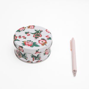 White floral tin - flat