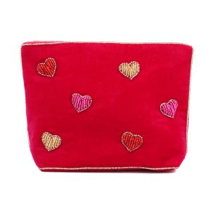 Multi heart medium beaded pouch