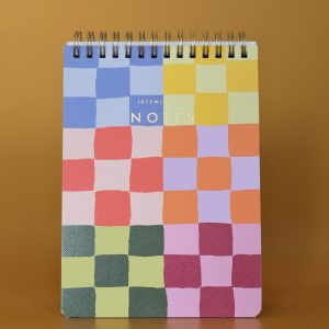Rainbow checks spiral bound jotter