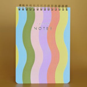 Wavy rainbow spiral bound jotter