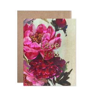 Love you peonies card Helen Dealtry