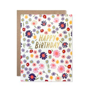 HBD Brittani floral gold glitter card
