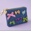 Bella denim and bows keychain pouch