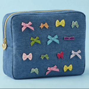 Bella denim and bows pouch large