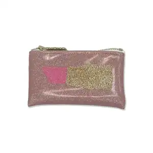 Pink lipstick keychain clutch