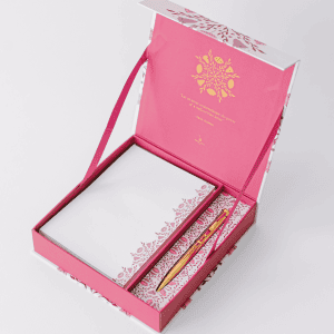 Folk pattern luxury stationery set pink/ purple