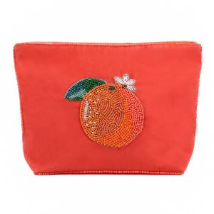 Summer orange medium beaded pouch