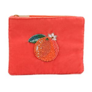 Summer orange beaded small pouch