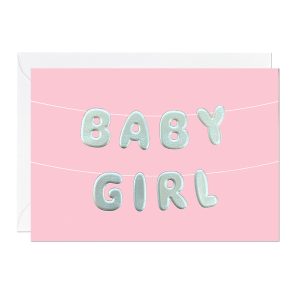 Baby girl balloon card